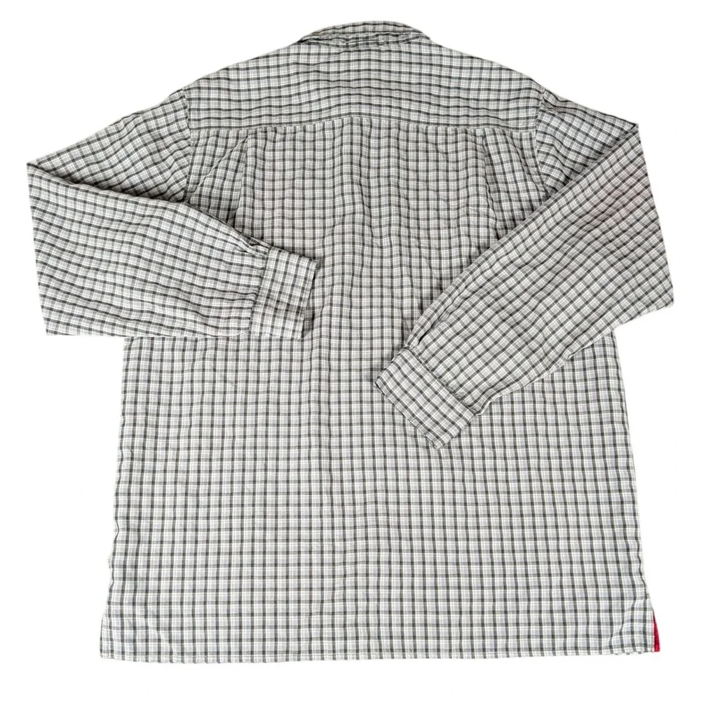 The North Face Mens Green Plaid Long Sleeve Mesh Lined Hiking Shirt XL
